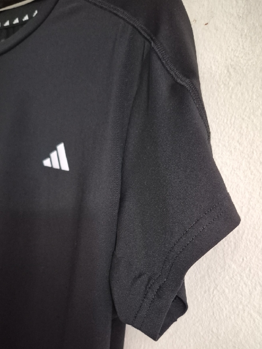 adidas Black Short-Sleeve Crew Tee with White Logo - Picture 5 of 8